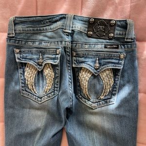 Vintage Miss Me Leather Winged/studded jeans